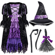 Spooktacular Creations Fairytale Witch Cute Witch Costume Deluxe Set with Broom for Girls