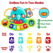 Baby Piano Toys 6-12 Months, Elephant Piano Keyboard Newborn & Infant Toys | Light Up Musical Toddler Toys for 1 Year Old Boy Girl, Christmas & Birthday Gifts For 12-18 Months, 6 7 8 9 Month Old Toys
