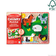 Melissa & Doug Farm Animals Wooden Chunky Puzzle 8-Piece Set | 8 Chunky Wooden Pieces, Stand-Up Farm Animals and Barn, Motor Skill Building Puzzle Play, Toddler Toys for Kids, Ages 2+