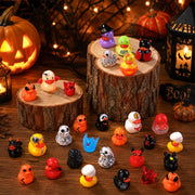 DULEFUN 61Pcs Halloween Mini Resin Duck Figures Halloween Party Favors Gift | Cute Small Little Duckies Statues Bulk Set for Office Desk Tiered Tray Decor Halloween Party Supplies Decoration