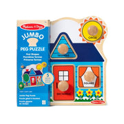Melissa & Doug First Shapes Jumbo Knob Wooden Peg Puzzle | 6 Pieces, Wooden Board, 5 Extra-Thick Shape Pegs, Matching & Sorting Play, Montessori Inspired Toddler Toys for Kids, Ages 1+