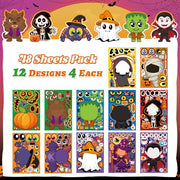 Halloween Stickers 48 Sheets DIY Halloween Party Favors Crafts Kids | 8.6" X 5.8" Halloween Activities Games Goodie Bag Stuffers for Kids Toddlers Classroom Gifts Supplies Treats Prizes Decor