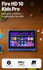 Amazon Fire HD 10 Kids Pro tablet (newest model) ages 6-12. Bright 10.1" HD screen, includes ad-free content, robust parental controls, 13-hr battery and slim case for older kids, 32 GB, Nebula