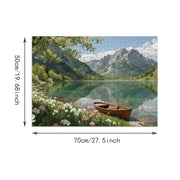 PQIKTUV Spring Mountain Lake Puzzles for Adults 1000 Pieces | Wooden Boat Landscape Jigsaw Puzzle, Nature Scenery 1000 Pieces Puzzles for Adults, Wall Decor, 27.56x19.7 Inch