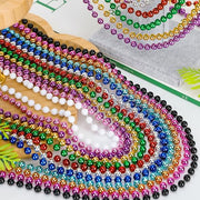 Huskein Bead Necklace, 120PCS Mardi Gras Beads, 33" Colorful Mardi Gras Beads Necklaces, Women Men Party Costume Accessories Parade Throws Bulk Party Favors for Christmas Pirate Carnival