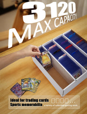 4 Pack Sports Card Boxes 3600 Count Cardboard Card Storage Box White Bulk Card Storage Baseball Card Boxes with 10 Dividers Sports Cards Storage Box for Card Game Baseball Card Storage Boxes