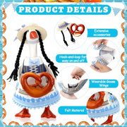 YGEINIT Oktoberfest Desk Goose Outfits 7 Inch | Desk Goose Outfits Felt Costume with Bavarian Pretzels, Oktoberfest Home and Office Decoration for Desktop Goose Statues