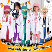 Boutrele 12 PCS Doctor Costume for Kids,Scrubs Nurse Costume for Girls Boys | Kids Doctor Costume,Scrubs with Lab Coat,Career Day Costumes for Kids,Halloween Costume,Educational Pretend Play Doctor Kits