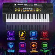 37 Key Upgraded Keyboard Piano with Microphone Kids Music Toy Ages 3-7 | Toddler First Electric Musical Instrument Learning Toy for 3 4 5 6 7 Year Old Boys Girls Birthday Gifts (Black)