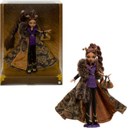 Monster High Doll, Clawdeen Wolf House of Wolf Collectible with Faux Fur Jacquard Coat, Purple Blazer Dress, Pantaboots and Golden Accessories