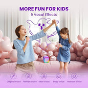 IROO Mini Karaoke Machine for Kids, Birthday Gifts Toys for Girls Ages 3-12 | 2 Wireless Mics, 5 Voice Effects & 1-Month KaraFun Premium, Bluetooth Speaker, Portable MP3 Player For Family Home Party