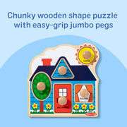 Melissa & Doug First Shapes Jumbo Knob Wooden Peg Puzzle | 6 Pieces, Wooden Board, 5 Extra-Thick Shape Pegs, Matching & Sorting Play, Montessori Inspired Toddler Toys for Kids, Ages 1+