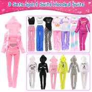 10 Sets Doll Clothes Hooded Sports Suit Tops and Pants for 11.5 inch Dolls | Tracksuit Set, Sportswear, Sports Clothes, Activewear, Running Apparel, Casual Outfits