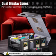 Dufvrpe Trading Card Storage Box, 3500+ MTG Deck Box with Commander Display | All-in-one card storage set with 4 dividers, 30 labels, dice box, acrylic holders, dual displays & lid-secured handle
