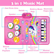 Toys for 1 Year Old Girl Gifts: 3 in 1 Baby Musical Mat Toddler Toy Age 1-2 | Piano Drum Animal Touch Unicorn Toys - Infant Music Toy 12-18 Months Babies Birthday Gifts for 1 2 3 Year Old Boys Girls