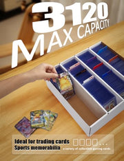 4 Pack Sports Card Boxes 3600 Count Cardboard Card Storage Box White Bulk Card Storage Baseball Card Boxes with 10 Dividers Sports Cards Storage Box for Card Game Baseball Card Storage Boxes