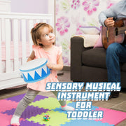 Kids Drum Set,8" Wooden Drum Toys with Adjustable Strap and 2 Drumsticks,Sensory Musical Instrument for Toddler Boys & Girls,Party Gift(Blue)