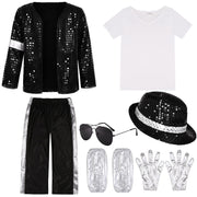 BAURGHOP Kids Dance Star Costume for Boys 80s 90s Pop Stage Outfits for Halloween