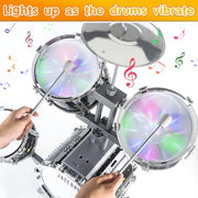 CAPTAIN CHAOWING Kids Drum Set for Toddlers 3-5, Light up Jazz Drum Toy 5-7 | Upgraded Jazz Drum Set for Kids, Musical Instrument Toys & Lights & All Plastic, Beginner Kit for Boys Girls Aged 3-5 4-6 5-7