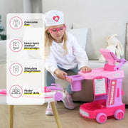 Liberry Toddlers Doctor Kit Toy for Girls Boys Ages 2 3 4 5, Pink | Kids Doctor Playset with Cart, Costume & Stethoscope, Role Play, Pretend Play Medical Toys, Birthday Gift