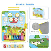 FOKI 3-in-1 Floor Piano Mat, Musical Toys for Toddlers 1-3, Baby Music Mat | 35.4 x 27.6 in Sensory Toy, 3 Sound Channels, 200-Note Record & Playback, 8 Music Cards, Gifts for 1 Year Old Boys & Girls