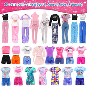 10 Sets Doll Clothes Hooded Sports Suit Tops and Pants for 11.5 inch Dolls | Tracksuit Set, Sportswear, Sports Clothes, Activewear, Running Apparel, Casual Outfits